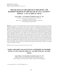 The Meaning of Ornaments in the Hindu and Buddhist Temples on the Island of Java (Ancient - Middle - Late Classical Eras)