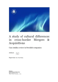 A Study of Cultural Differences in Cross-Border Mergers & Acquisitions