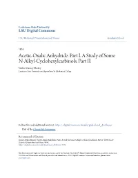 Acetic-Oxalic Anhydride. Part I. a Study of Some N-Alkyl-Cyclohexylcarbinols