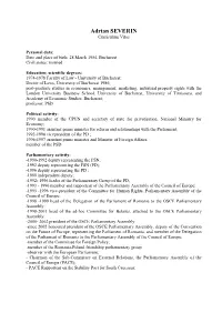 Adrian SEVERIN Curriculum Vitae