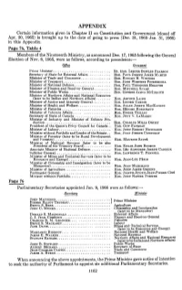APPENDIX Certain Information Given in Chapter II on Constitution and Government (Closed Off Apr