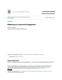 Marketing As Constructive Engagement