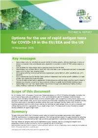 Options for the Use of Rapid Antigen Tests for COVID-19 JD