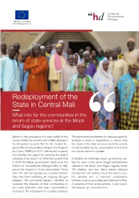 Redeployment of the State in Central Mali What Role for the Communities in the Return of State Services in the Mopti and Segou Regions?