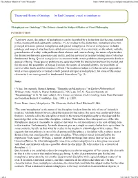 The Subject Matter of First Philosophy