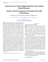Tourism Sector Policy Implementation in the Talaud Islands Regency (Study of the Development of Panulan Waterfall Destinations)