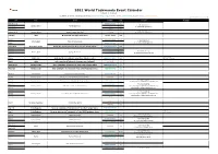 2021 World Taekwondo Event Calendar