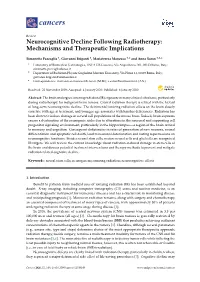 Neurocognitive Decline Following Radiotherapy: Mechanisms and Therapeutic Implications