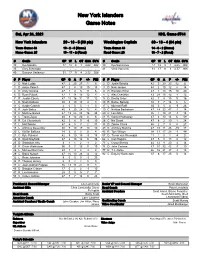 New York Islanders Game Notes
