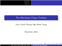 The Maximum Clique Problem