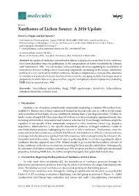 Xanthones of Lichen Source: a 2016 Update