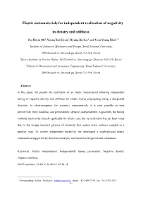 Elastic Metamaterials for Independent Realization of Negativity in Density