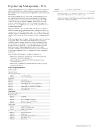 Engineering Management - M.S
