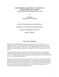 Environmental Limitations to Vegetation Establishment and Growth in Vegetated Stormwater Biofilters