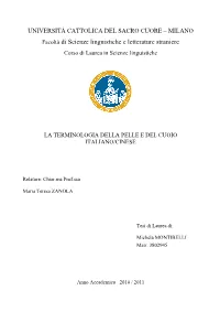 Facoltà Di Scienze Linguistiche E Letterature Straniere Corso Di Laurea in Scienze Linguistiche