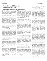 Fermat's Last Theorem, a Theorem at Last