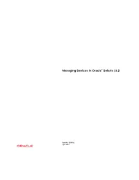 Managing Devices in Oracle® Solaris 11.3