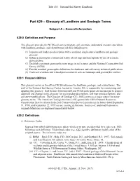 Part 629 – Glossary of Landform and Geologic Terms