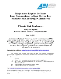 Response to Request for Input from Commissioner Allison Herron Lee, Securities and Exchange Commission