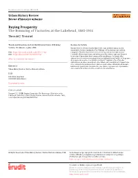 The Bonusing of Factories at the Lakehead, 1885-1914 Thorold J