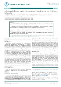 A Systematic Review on the Intersection of Homelessness And