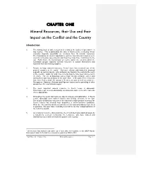CHAPTER ONE Mineral Resources, Their Use and Their Impact on the Conflict and the Country