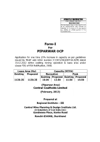 Cover Page FORM-I