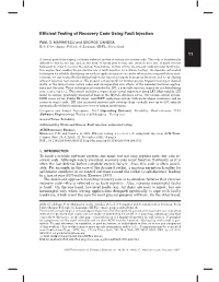 Efficient Testing of Recovery Code Using Fault Injection
