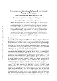 Generating Sense Embeddings for Syntactic and Semantic Analogy for Portuguese