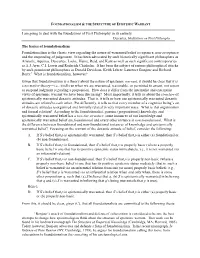I Am Going to Deal with the Foundations of First Philosophy in Its Entirety