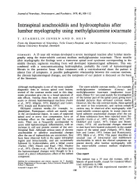 Intraspinal Arachnoiditis and Hydrocephalus After Lumbar Myelography Using Methylglucamine Iocarmate
