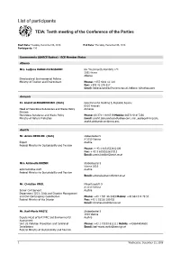 List of Participants
