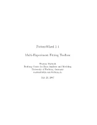 Potterswheel 1.4 Multi-Experiment Fitting Toolbox