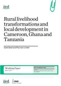 Rural Livelihood Transformations and Local Development in Cameroon, Ghana and Tanzania