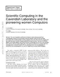 Scientific Computing in the Cavendish Laboratory and the Pioneering