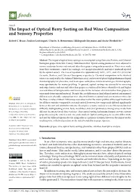The Impact of Optical Berry Sorting on Red Wine Composition and Sensory Properties