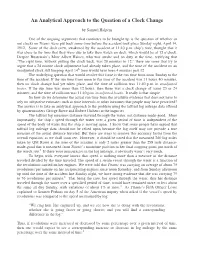 An Analytical Approach to the Question of a Clock Change