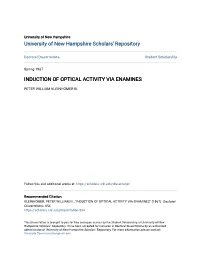 Induction of Optical Activity Via Enamines