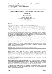 Intellectual Disability in Children with Autism Spectrum Disorders