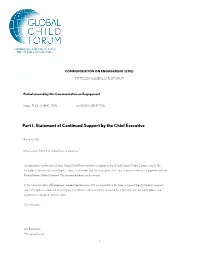 Part I. Statement of Continued Support by the Chief Executive