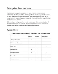 Triangular Theory of Love