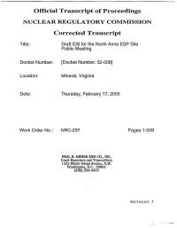 2005/02/17-Corrected Transcript for the North Anna Early Site Permit