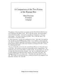 A Comparison of the Two Forms of the Roman Rite