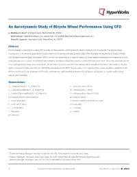 An Aerodynamic Study of Bicycle Wheel Performance Using CFD by Matthew N