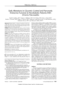 Early Alterations in Glycemic Control and Pancreatic Endocrine Function in Nondiabetic Patients with Chronic Pancreatitis