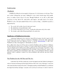 Tenth Lecture Flashback: Significance of Flashback in Literature the Flashback in the Old Man and the Sea