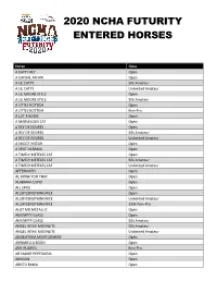 2020 Ncha Futurity Entered Horses