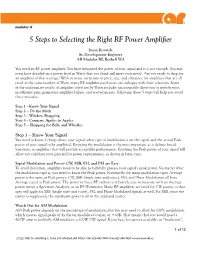 5 Steps to Selecting the Right RF Power Amplifier