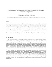 Applications of an Aluminum-Beryllium Composite for Structural Aerospace Components