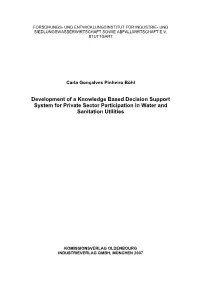 Development of a Knowledge Based Decision Support System for Private Sector Participation in Water and Sanitation Utilities